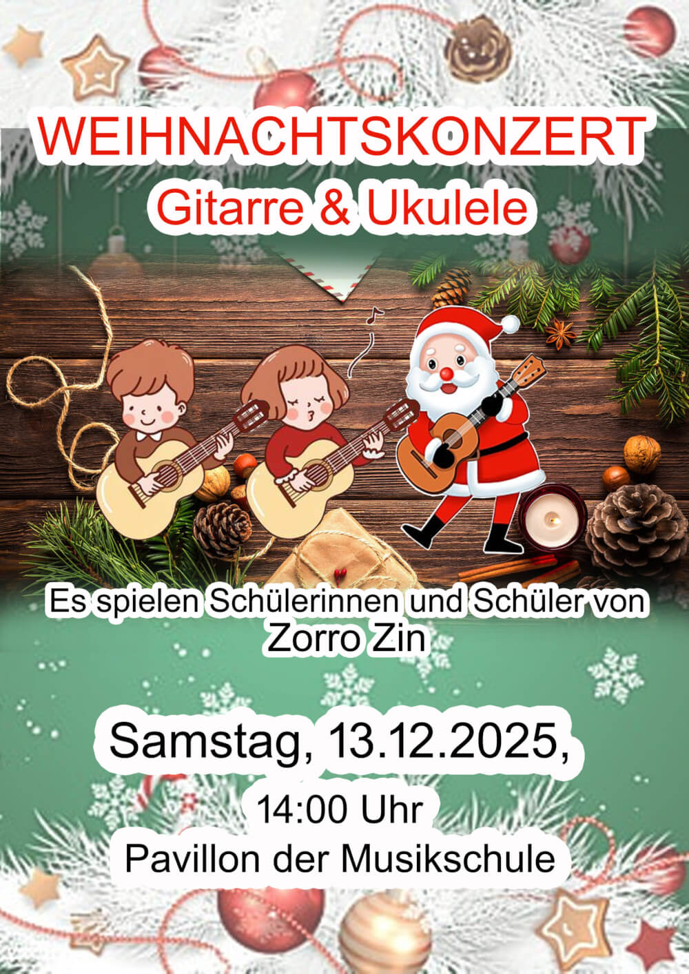 Weihnachtskonzert Gitarre und Ukulele @ Pavillon der Musikschule